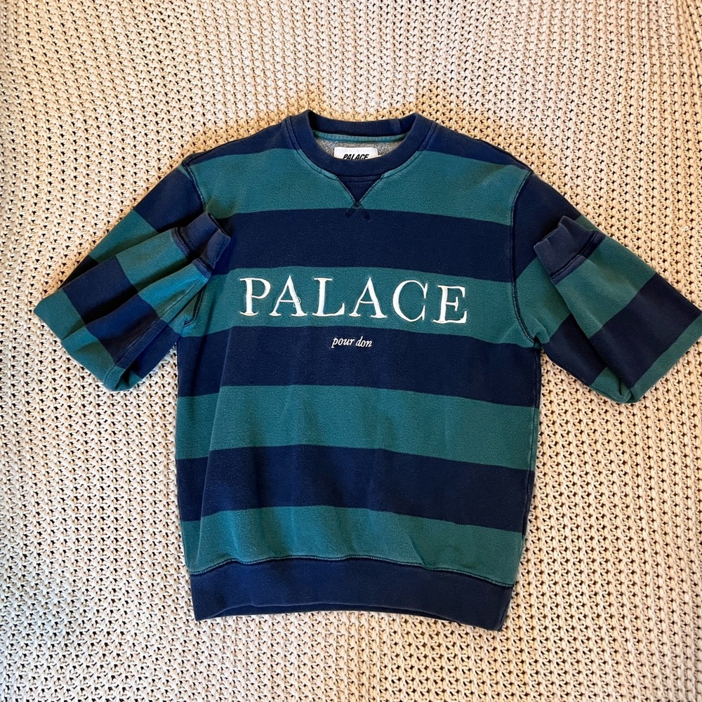PALACE Blue and Green Striped Sweatshirt
